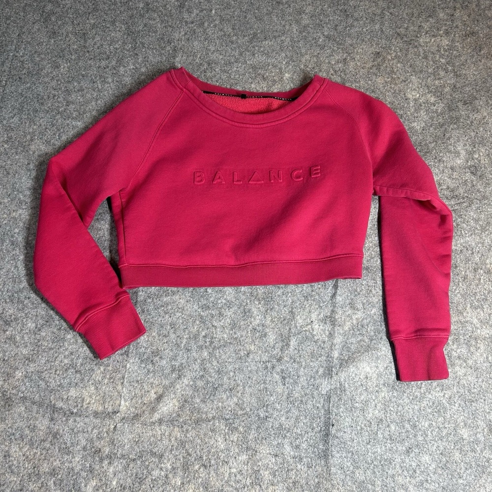 Balance Athletica The Essence Sweatshirt Womens Small Hibiscus Hot Pink Cropped